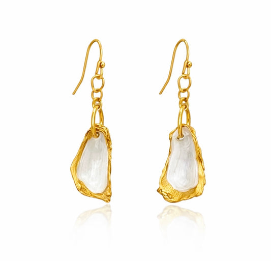 Scooped Tidal Drop Oyster Shell Earrings (1 of 1)